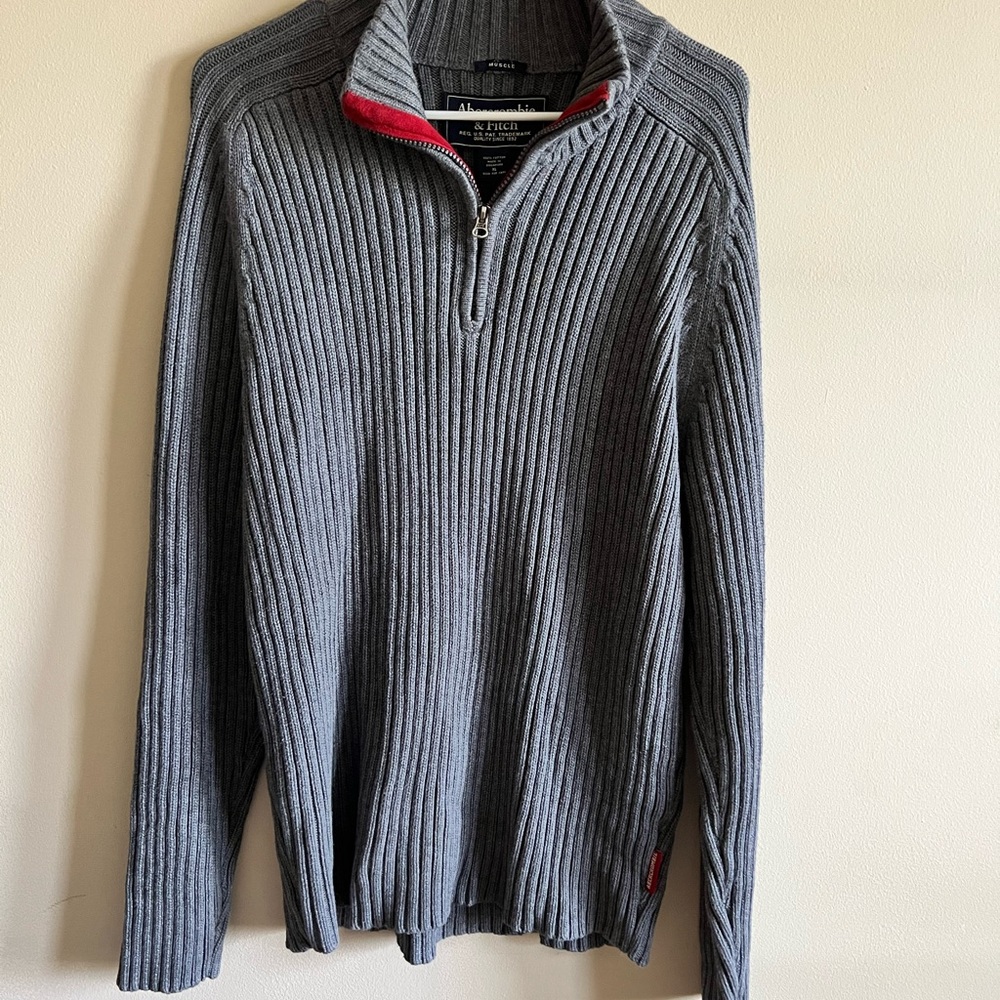 Abercrombie & Fitch Men’s Y2K Muscle Ribbed Quarter Zip Sweater Size XL
